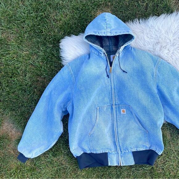 VTG Carhartt Denim Jacket Blanket Lined Mens ASAP Rocky XL - Picture 1 of 10
